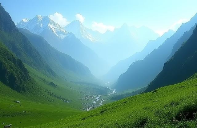 Scenic view of a Himalayan valley in Uttarakhand