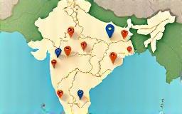 Illustration of a map with location markers